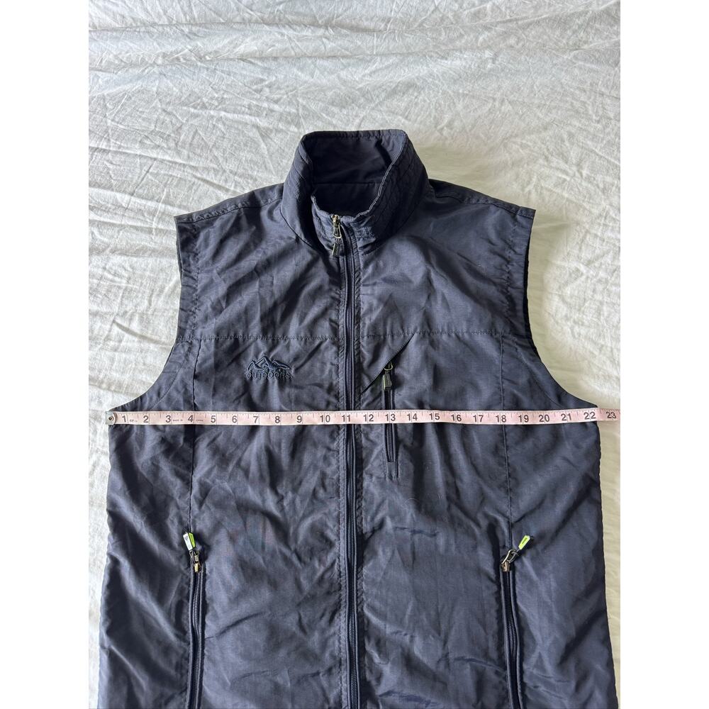 Men's Navy Blue Utility Vest Large Outdoor Travel Fishing Pockets Zip Up - Picture 9 of 9